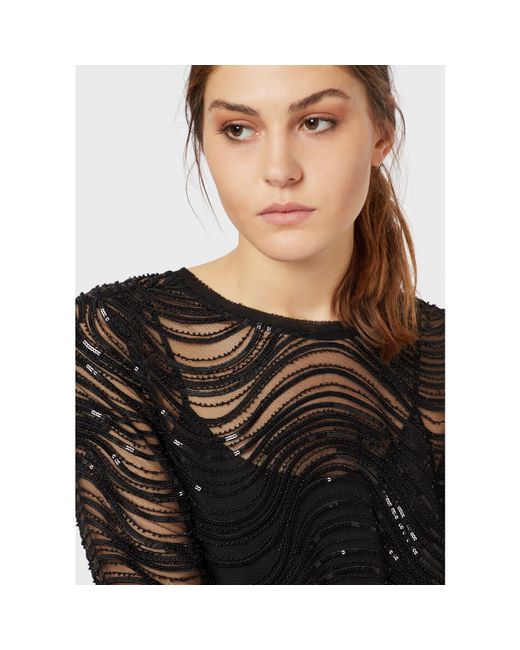 Emporio Armani Black Lace Textured Maxi Dress