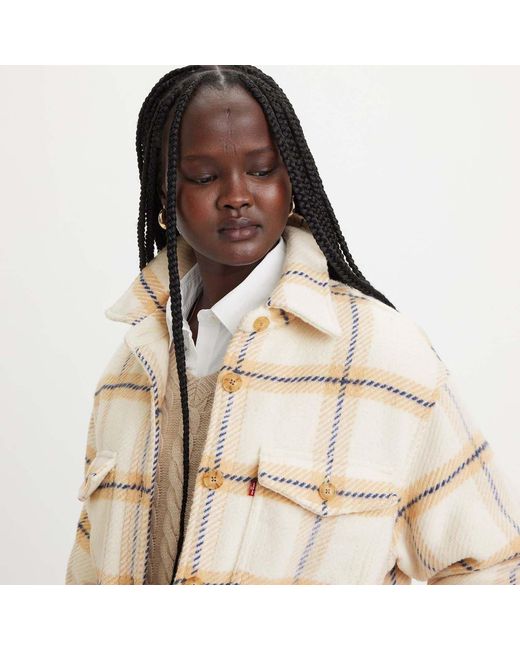Levi's Natural Nola Shacket Etta Plaid Almond Softshell Jacket