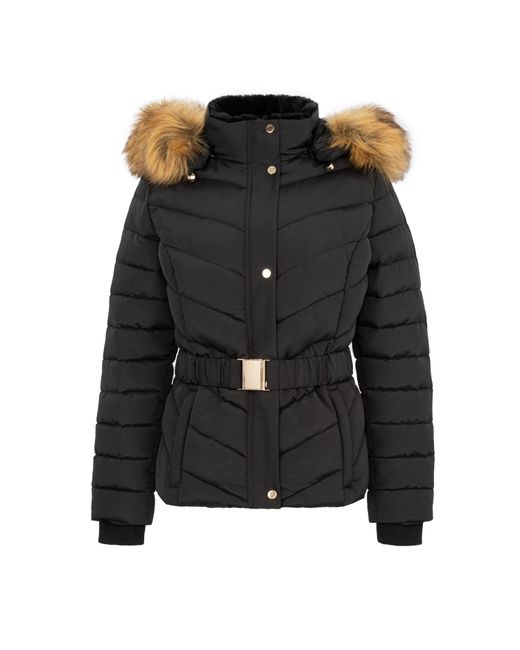 Firetrap Black Water Resistant Hooded Short Puffer Jacket