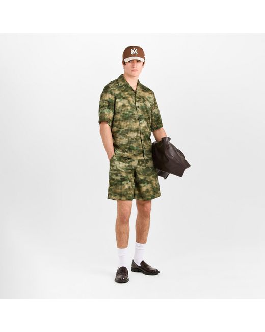 Amiri Green Quad Camoflage Short-Sleeve Woven Camp Shirt for men