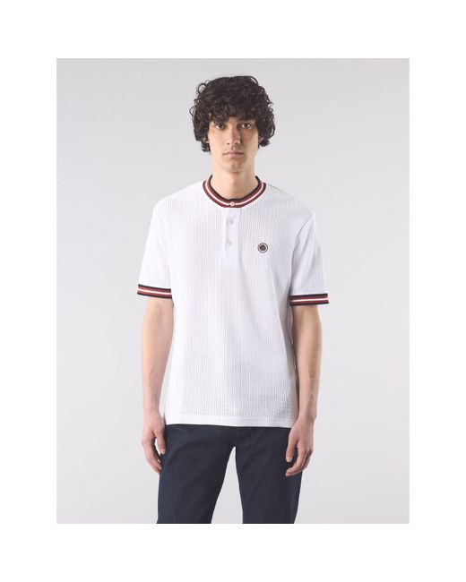 Pretty Green White Pg Cressa Grandad Regular Fit T-Shirt for men