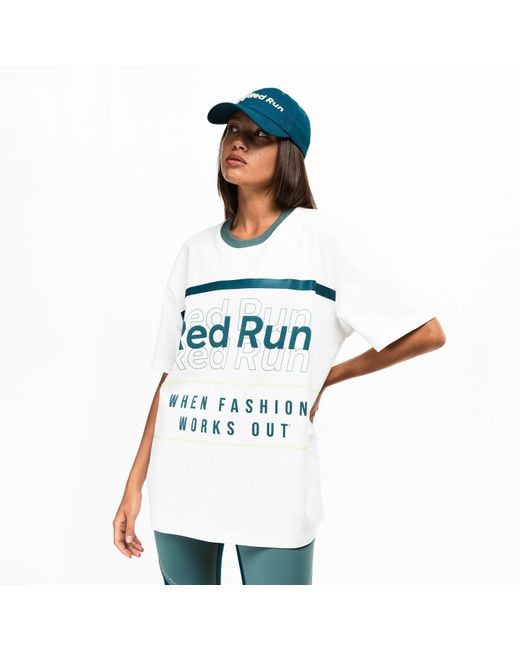 Red Run Blue Skyline Oversized Graphic T-Shirt