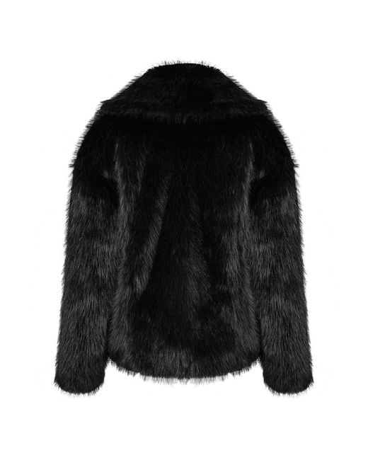 Biba Black Short Faux Fur Long Sleeve Coat