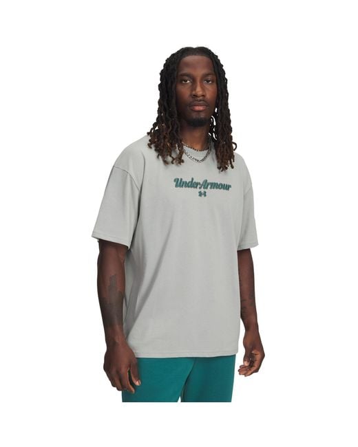 Under Armour Gray Heavyweight Wordmark Short Sleeves T-Shirt for men