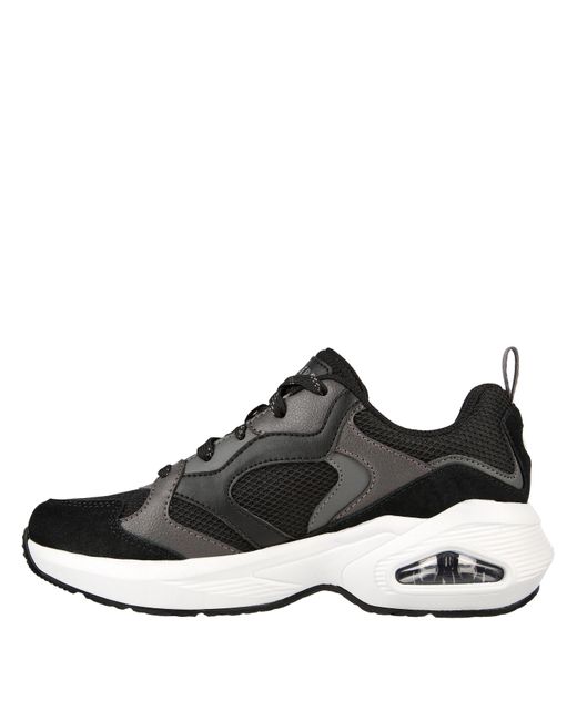 Skechers Black Mesh W Duraleather & Suede Overlay Low-Top Trainers
