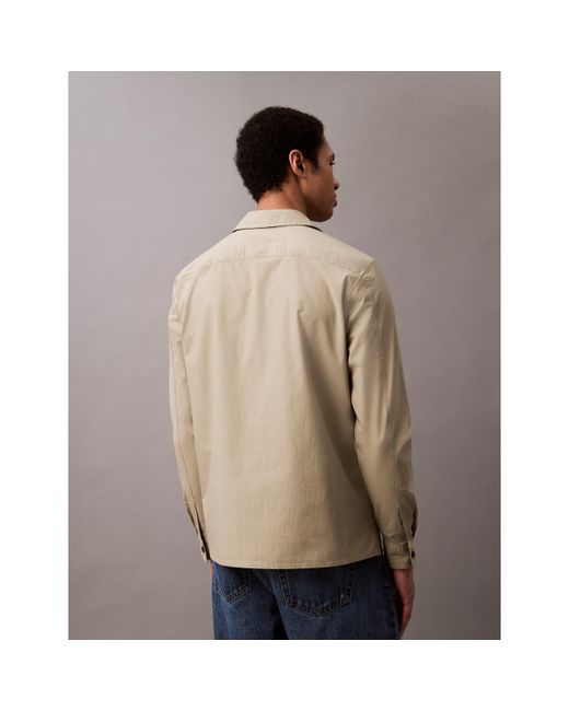 Calvin Klein Brown Cargo Cotton Long Sleeve Relaxed Fit Overshirt for men