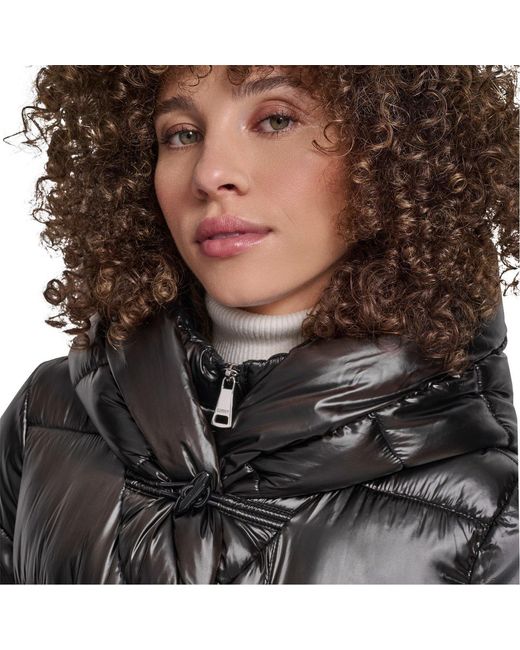 DKNY Black Shine Medium Puffer Jacket