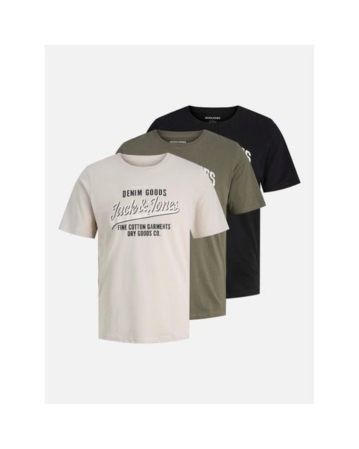Jack & Jones Multicolor Ethan 3-Pack Short Sleeve T-Shirt for men