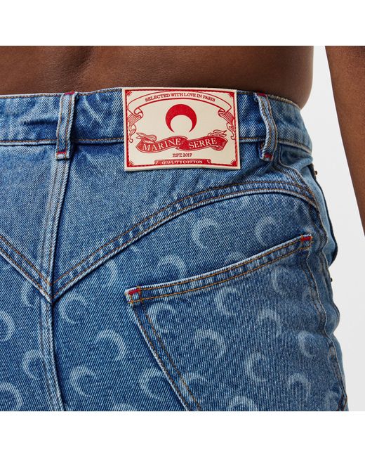 MARINE SERRE Blue Denim Structured Mini Skirt