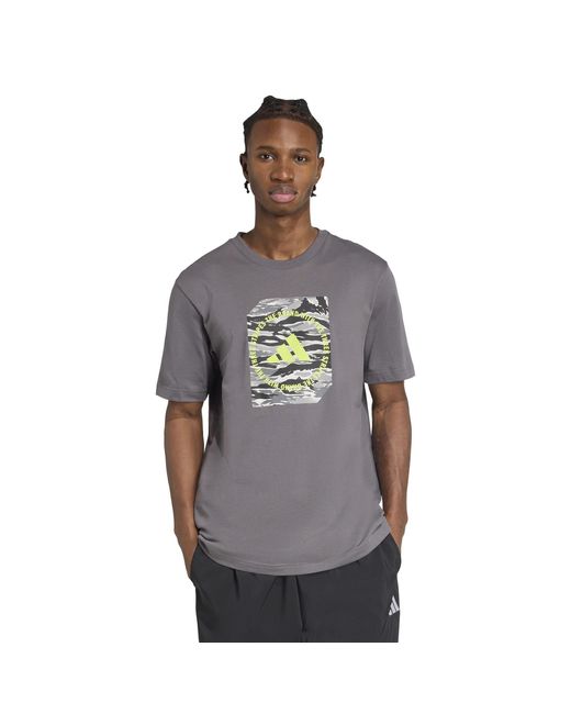 Adidas Gray Graphic Logo T-Shirt for men