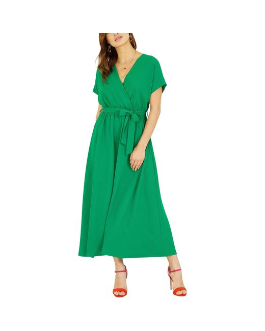 Mela London Green Kimono Sleeve Midi Wrap Dress