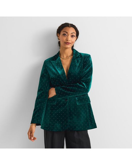 Never Fully Dressed Green Velvet Blazer