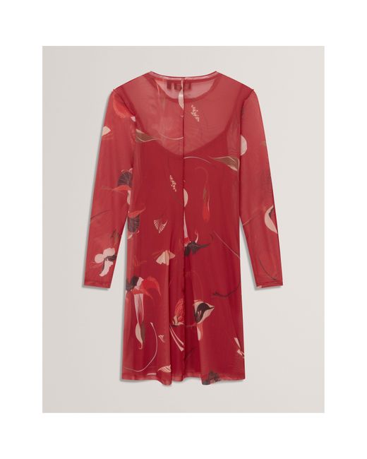 Ted Baker Red Print Mini Dress