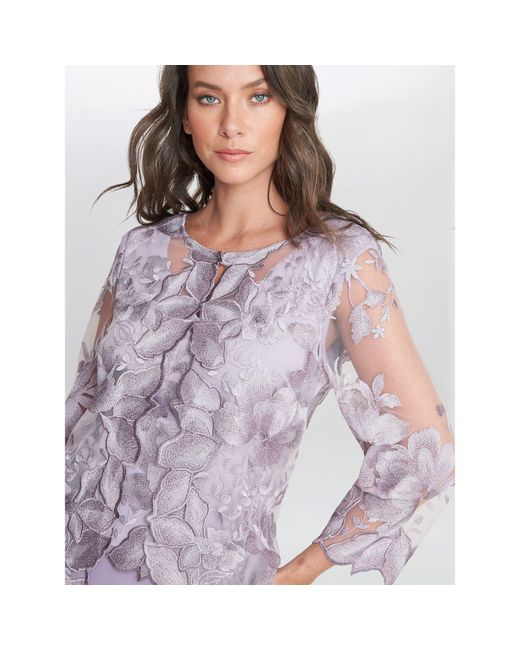 Gina Bacconi Purple Nadine Midi Length Mock Jacket Dress