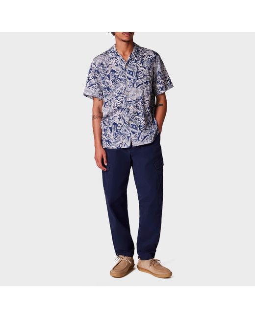 Paul Smith Blue Short Sleeve Patterned Tailored Fit Shirt for men