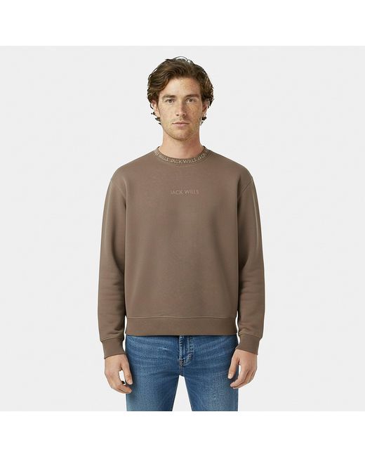 Jack Wills Brown Jacquard Crew Sweatshirt for men