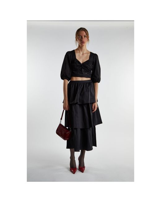 Glamorous Black Twist-Front Crop-Top