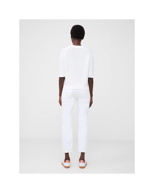 French Connection White Lilly Mozart Short-Sleeve Knitted Top