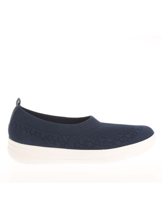 Fitflop Blue Uberknit Slip On Ballet Pumps