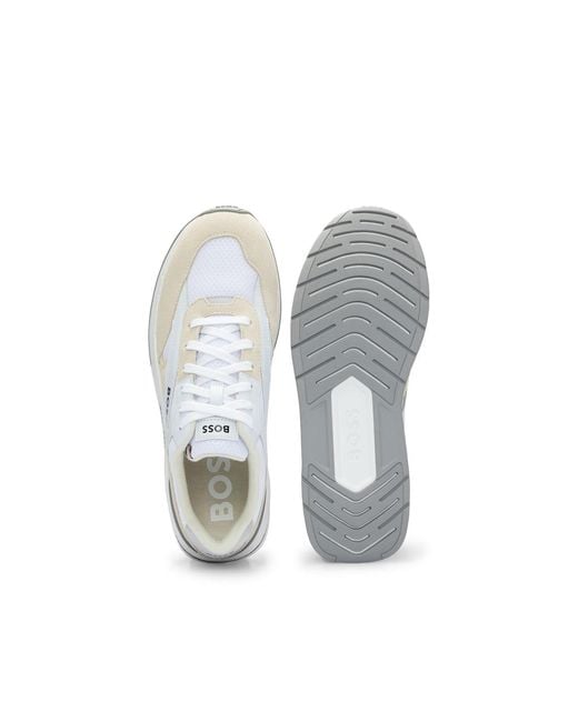 Boss White Kurt Running Trainers for men