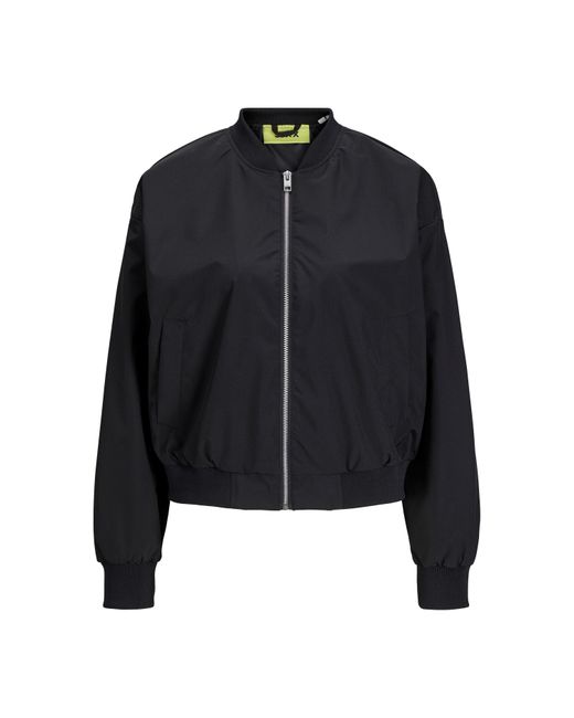 JJXX Black Ella Ribbed Zip Bomber Jacket