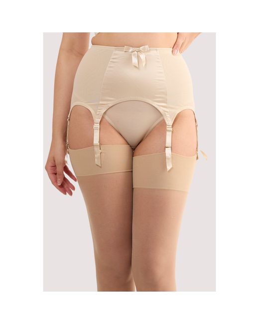 Playful Promises Natural Champagne Satin 6 Strap Retro Everyday Suspender