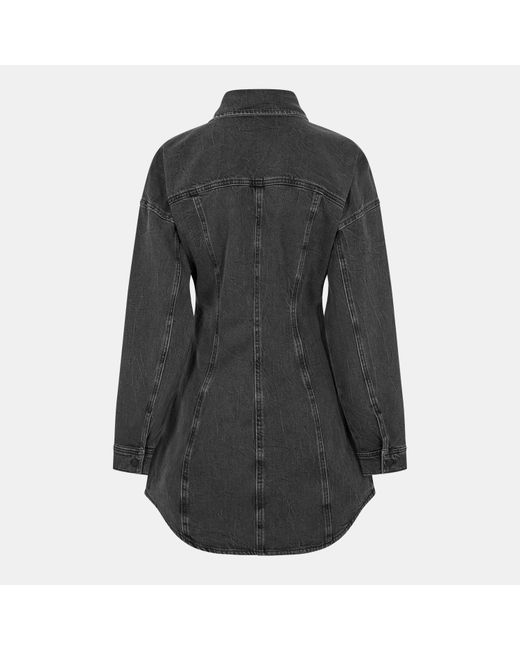 GOOD AMERICAN Black Shaped Denim Shirt Dress