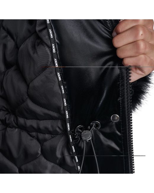 DKNY Black Faux Fur Lngjkt Ld64