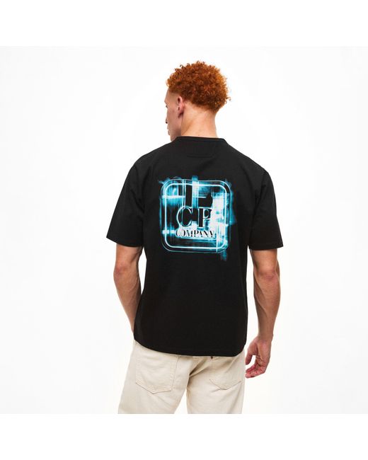 CP COMPANY METROPOLIS Black Stencil Large T-Shirt for men