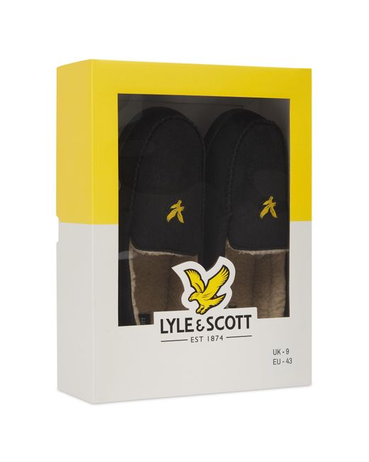 Lyle & Scott Black Moccasin Slippers for men