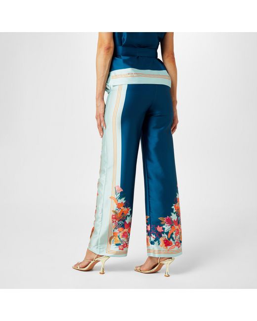 Biba Blue Border Print Trouser