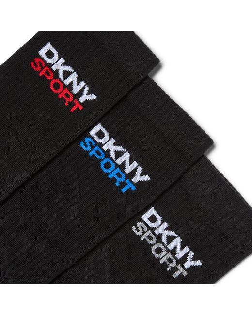 DKNY Black 3 Pack Sport Socks Dogwood for men