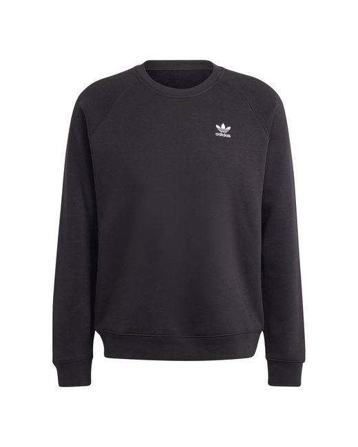 Adidas Originals Black Trefoil Essentials Crewneck Sweatshirt for men