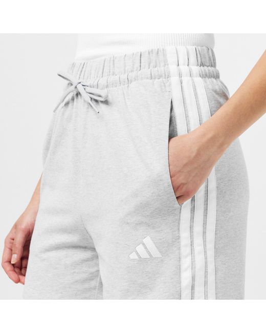 Adidas Gray Essentials 3 Stripe Shorts
