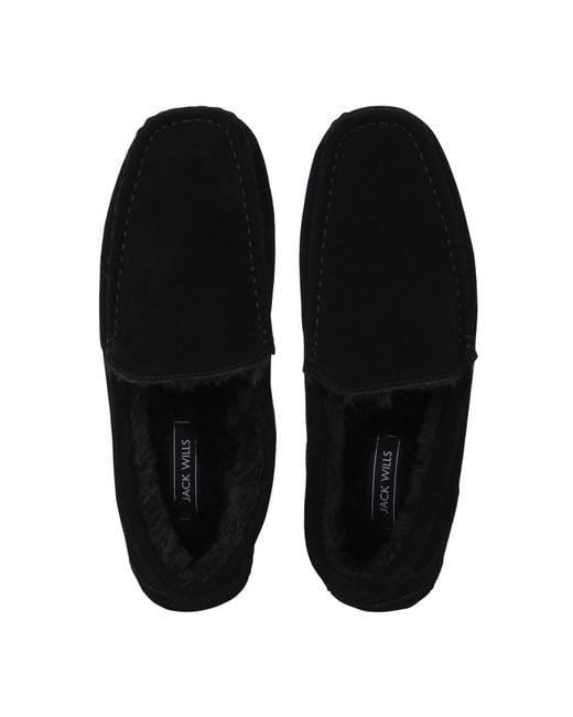 Jack Wills Black Moccasin Slippers for men