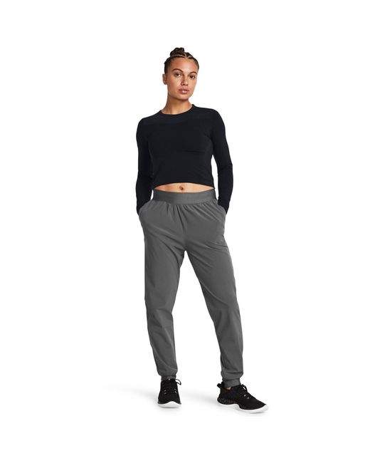 Under Armour Gray High Rise Woven Performance Tracksuit Bottom
