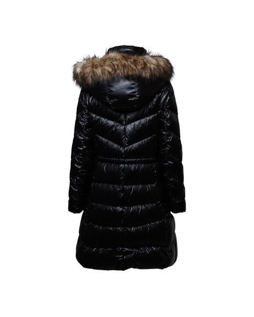 DKNY Black Zip Front Waisted Down Jacket