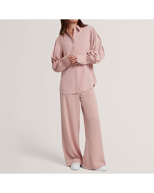 Ted Baker Pink Piping Detail Pull-On Wide Leg Trousers