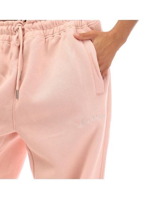 Hype Pink Adults Oversized Closed Hem Fleece Joggers
