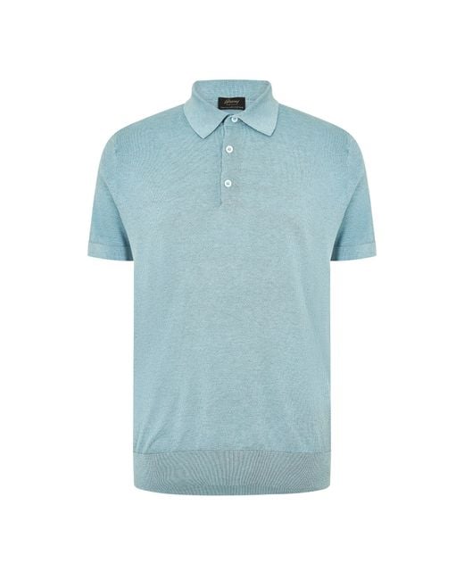 Brioni Blue Short Sleeve Polo Shirt for men