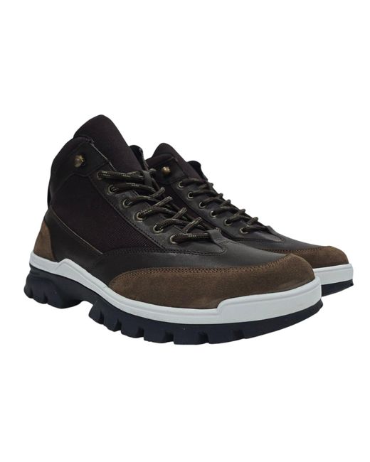 Firetrap Black Jason Leather Lace Up Hiker Rugged Boots for men