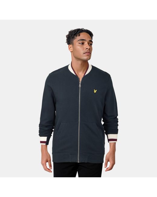 Lyle & Scott Blue Jersey Bomber Jacket for men