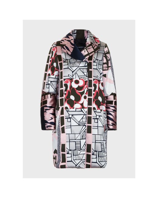 Emporio Armani Multicolor Printed Hooded Duffle Coat