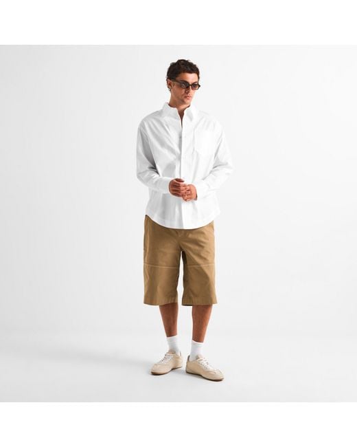 AMI White Sharp Collar Long Sleeve Plain Shirt for men