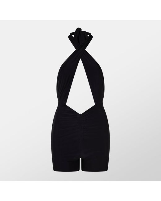 Missy Empire Black Double Layer Slinky Cross Over Cut Out Playsuit