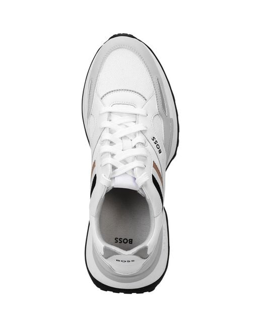 Boss White Jonah Runner Style Trainer for men