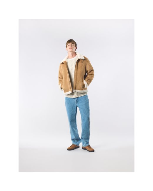 Pretty Green Yellow Ashcroft Flight Insulating Aviation-Inspired Shearling Jacket for men
