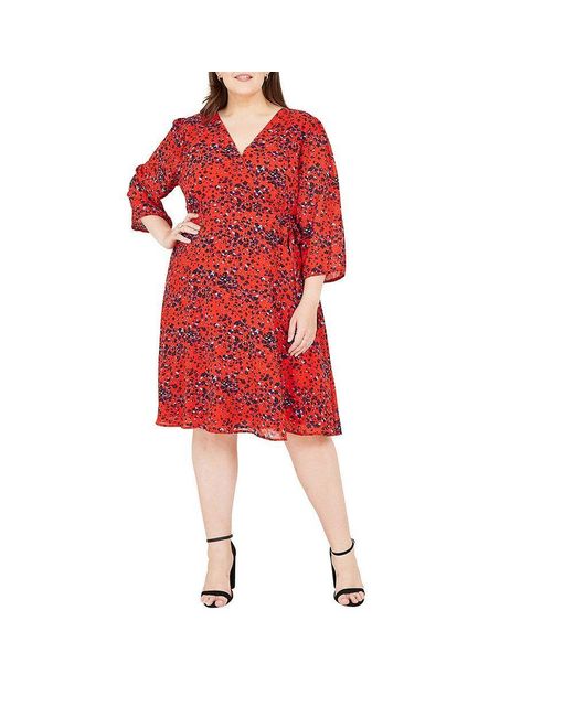 Yumi' Red Animal Print Wrap Dress