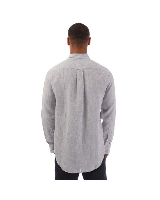 Gant Gray Regular Fit Striped Linen Shirt for men