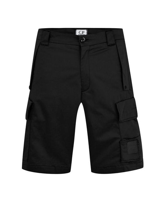 CP COMPANY METROPOLIS Black Lens Cargo Shorts for men